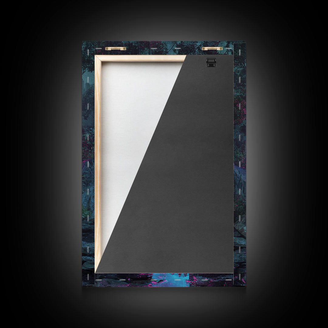 Glowing Geometric Portal Framed Canvas Print, Futuristic Art, Digital Art Print, Living Room Decor, Fine Art, Future, FUT-2x3-94