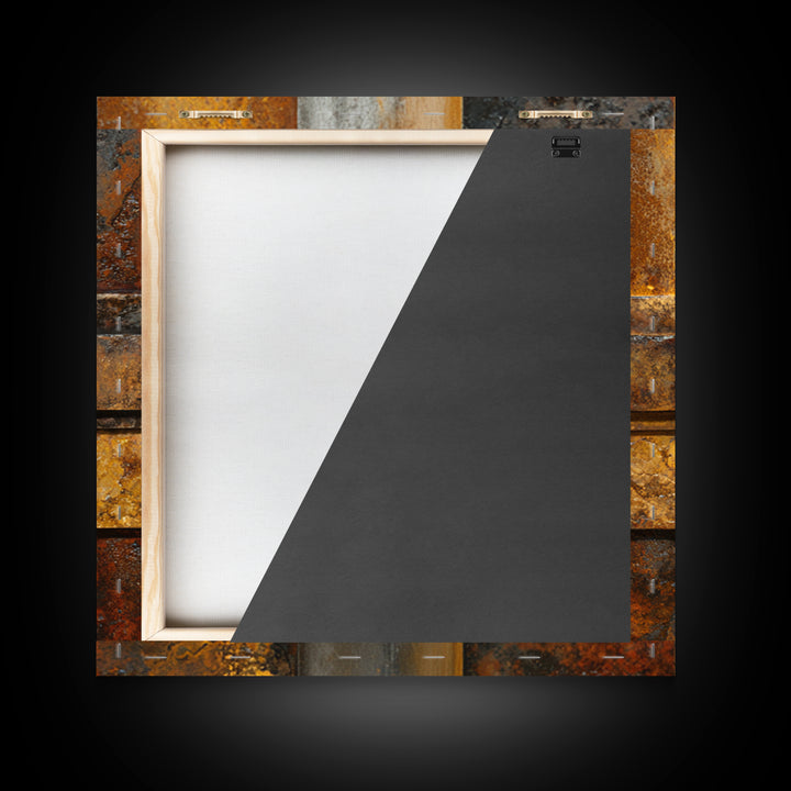 Steel and Rust Texture Abstract Panel Framed Canvas Print, Garage Art, Garage Decor, Abstract Art, Motor, Art Print, Room Decor, GAR-1x1-71