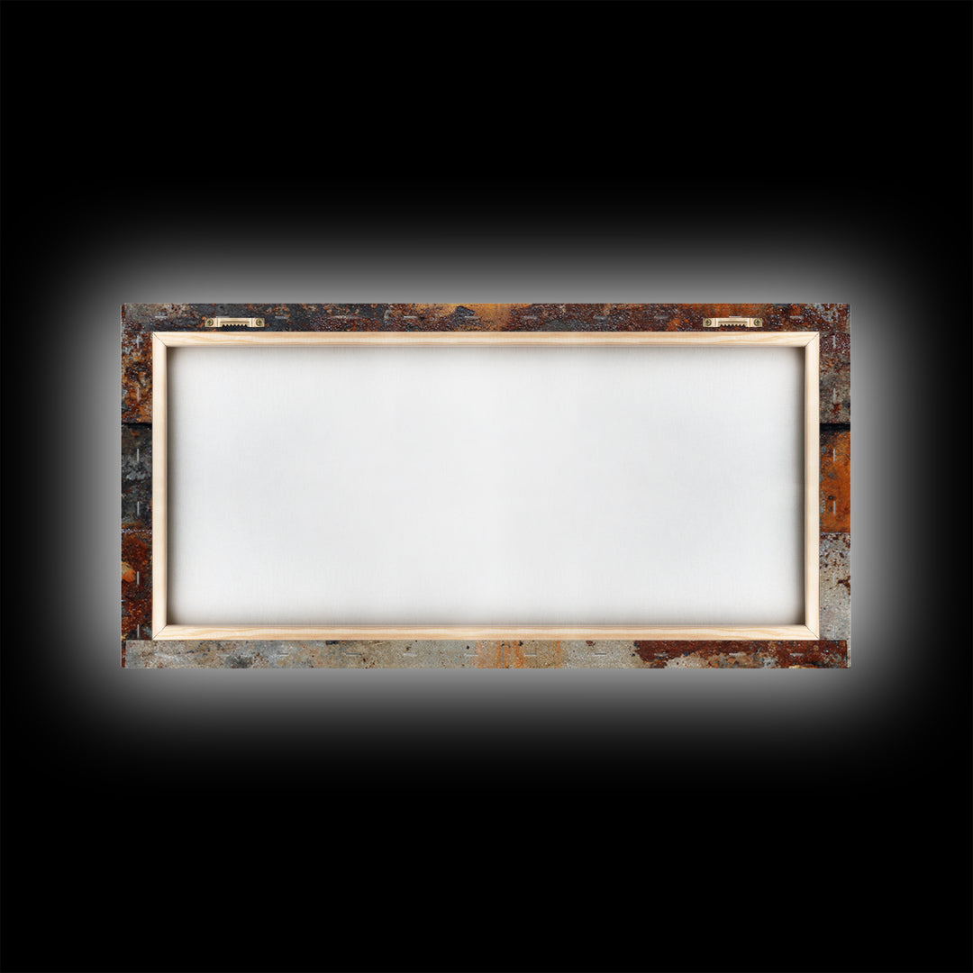 Rusty License Plate Collage Framed Canvas Print, Garage Art, Minimalist Decor, Garage Decor, Fine Art, Motor, Metal Art, GAR-2x1-28