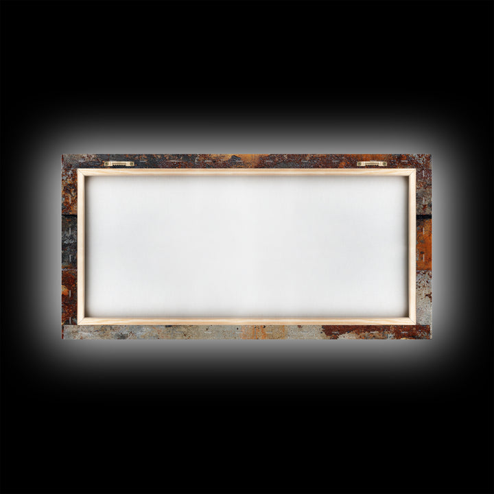 Rusty License Plate Collage Framed Canvas Print, Garage Art, Minimalist Decor, Garage Decor, Fine Art, Motor, Metal Art, GAR-2x1-28