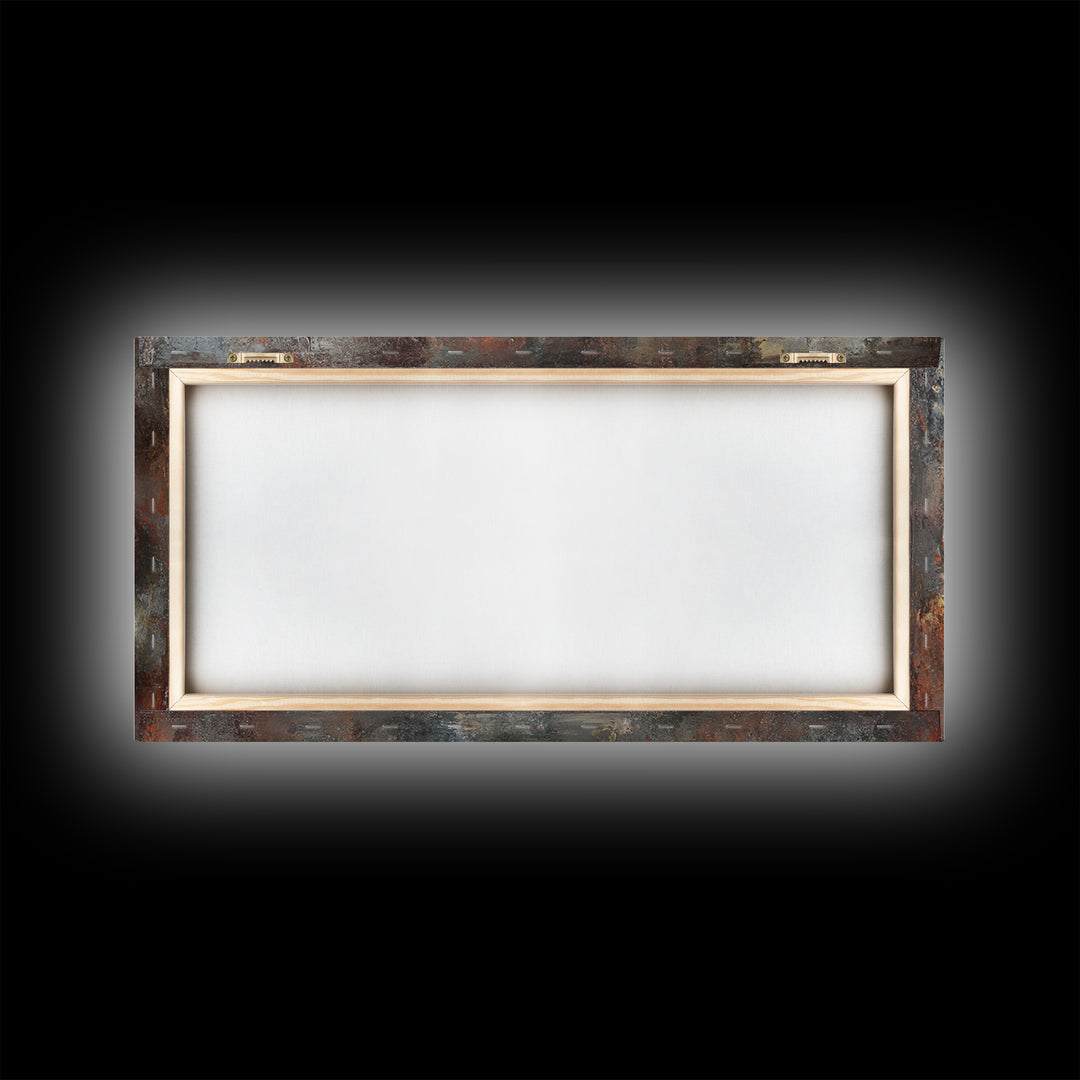 Steel and Rust Texture Abstract Panel Framed Canvas Print, Garage Art, Car Decor, Garage Decor, Motor, Game Room Decor, GAR-2x1-43