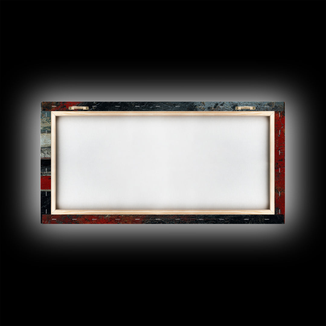 Black and Red Racing Stripe Abstraction Framed Canvas Print, Garage Art, Luxury Decor, Garage Decor, Abstract Art, Motor, GAR-2x1-8