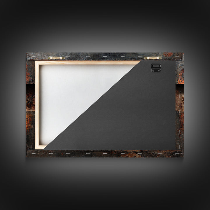 Steel and Rust Texture Abstract Panel Framed Canvas Print, Garage Art, Autumn Wall Art, Garage Decor, Fine Art, Motor, GAR-3x2-27