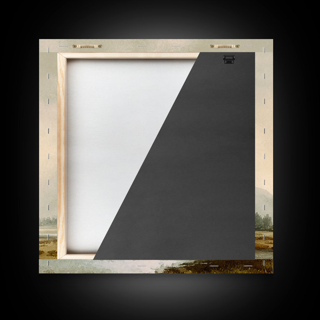 Soft Mountain Horizon Framed Canvas Print, Guest Bedroom Art, Bedroom Decor, Oil Painting, Guest, Above Bed Decor, GBA-1x1-7