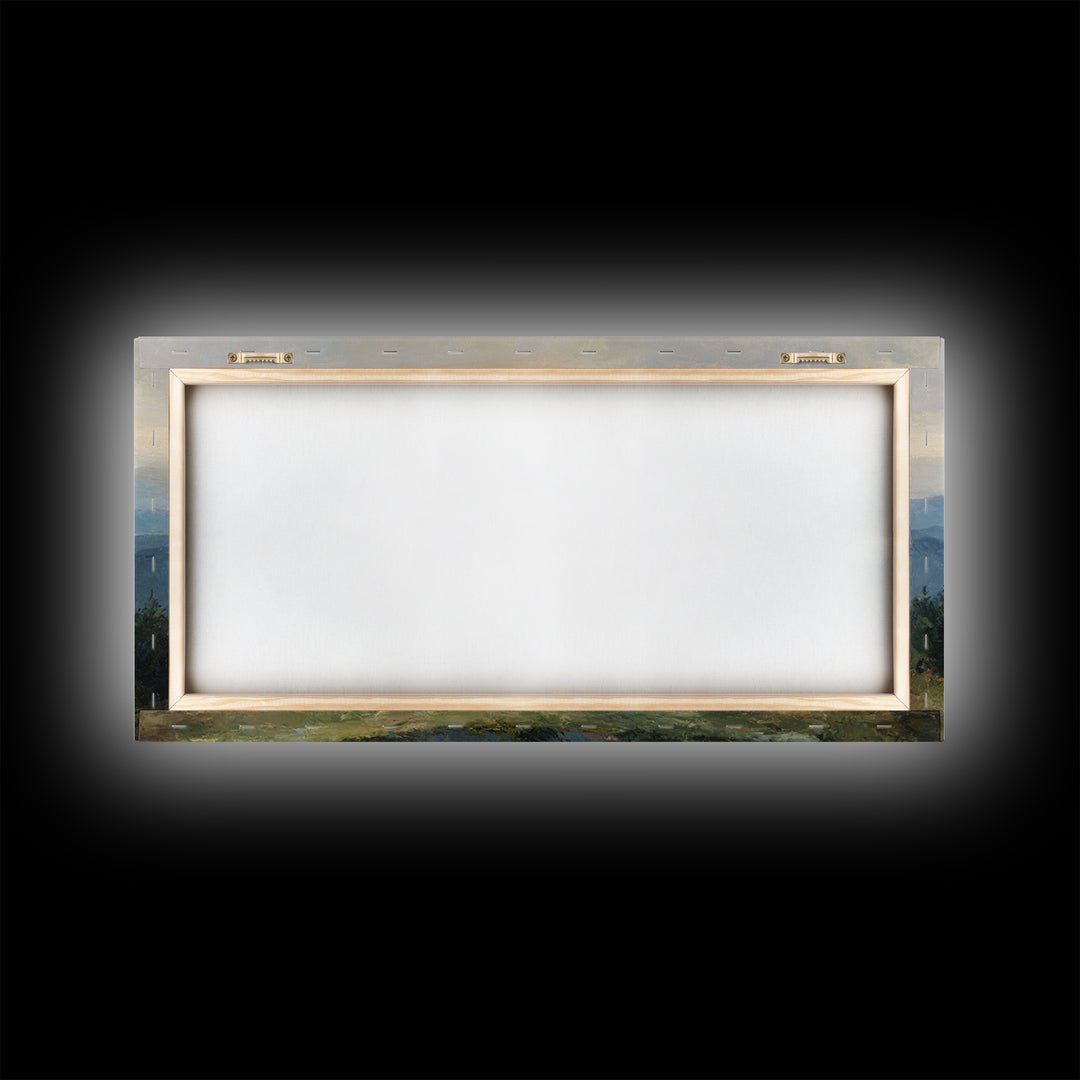 Soft Mountain Horizon Framed Canvas Print, Guest Bedroom Art, Bedroom Decor, Oil Painting, Guest, Above Bed Decor, GBA-2x1-3
