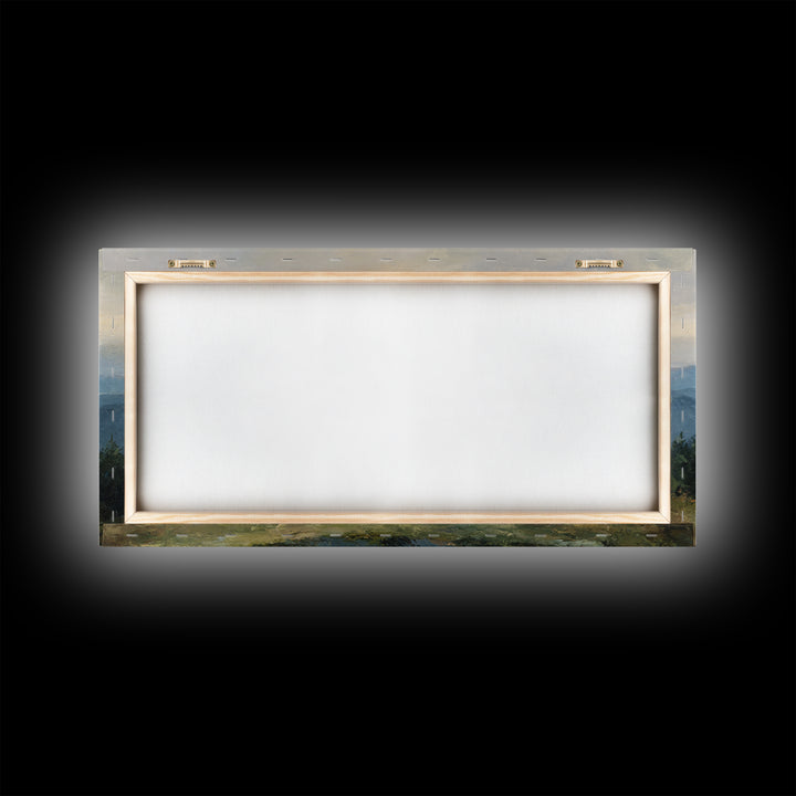 Soft Mountain Horizon Framed Canvas Print, Guest Bedroom Art, Bedroom Decor, Oil Painting, Guest, Above Bed Decor, GBA-2x1-3