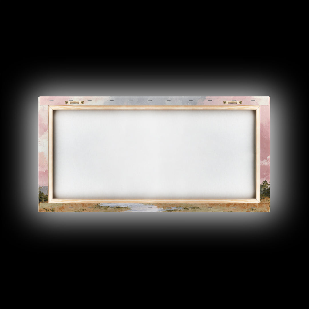 Romantic Cloudscape in Blush and Ivory Framed Canvas Print, Guest Bedroom Art, Poster, Bedroom Decor, Fine Art, Guest, GBA-2x1-7