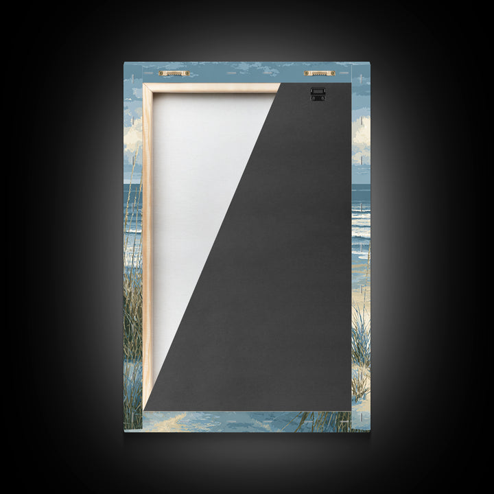 Coastal Dunes in Pale Blue and Sand Framed Canvas Print, Guest Bedroom Art, Wall Decor, Bedroom Decor, Fine Art, Guest, GBA-2x3-37