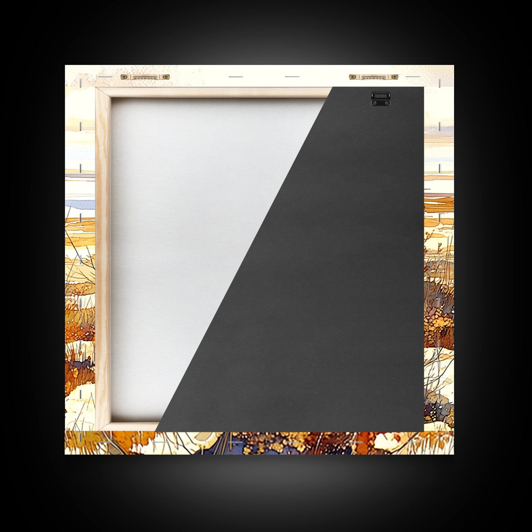 Quiet Abstract Landscape Framed Canvas Print, General Fine Art, Modern Decor, Living Room Decor, Fine Art, Poster, GEN-1x1-1
