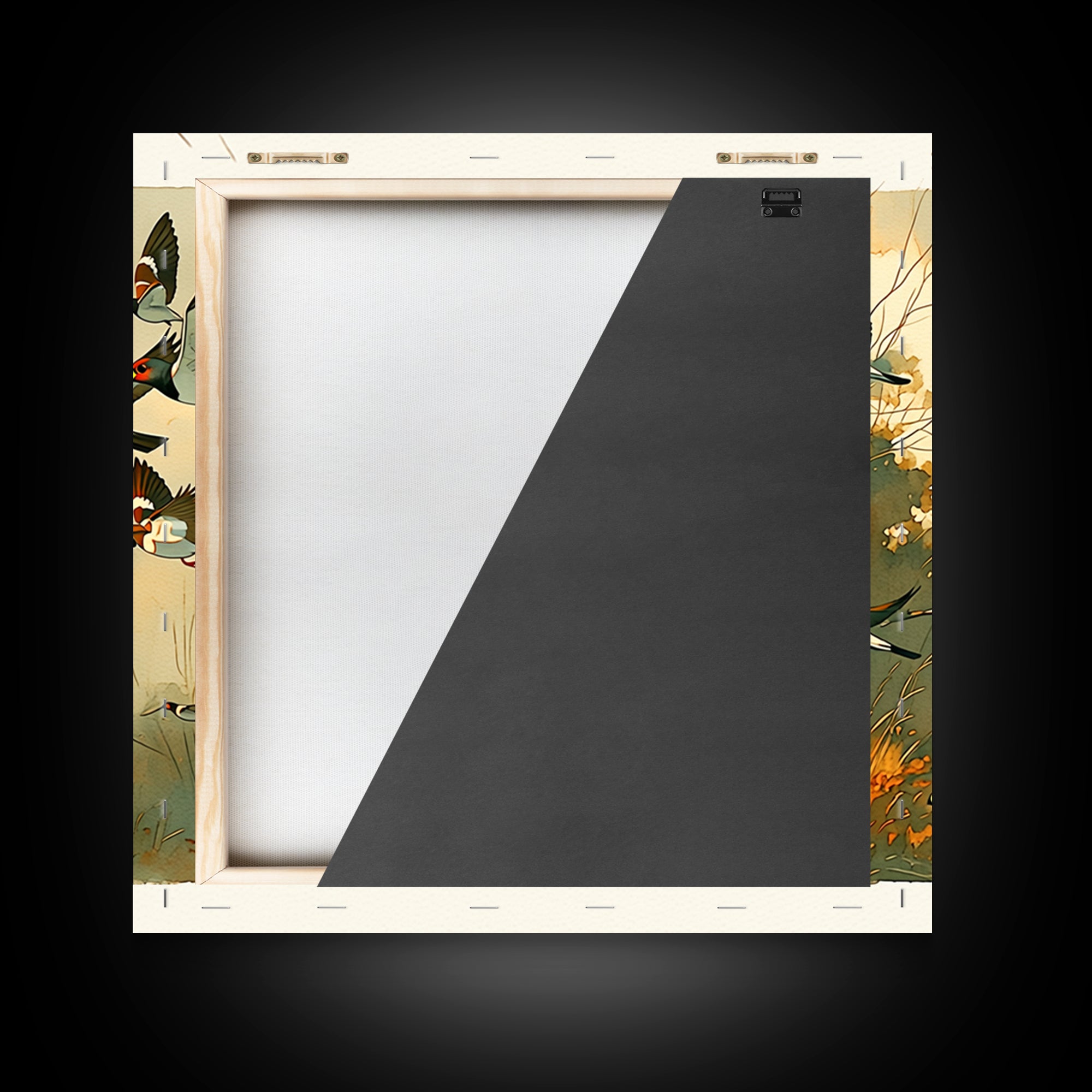Minimal Birds in Flight over an Open Canvas Print, General Fine Art, Art Deco, Living Room Decor, Oil Painting, GEN-1x1-22