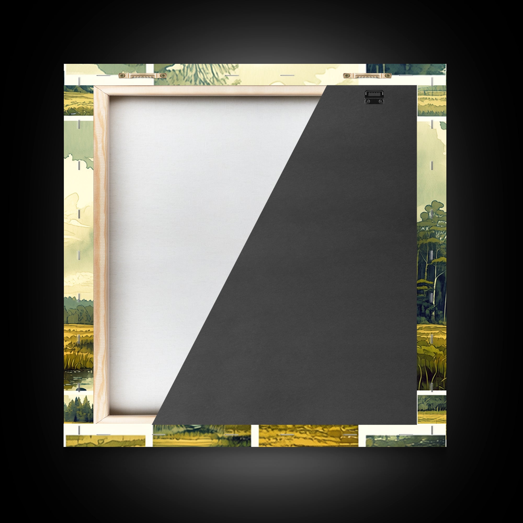 Moody Forest Clearing Framed Canvas Print, General Fine Art, Gallery Decor, Living Room Decor, Fine Art, Wall Art, GEN-1x1-32