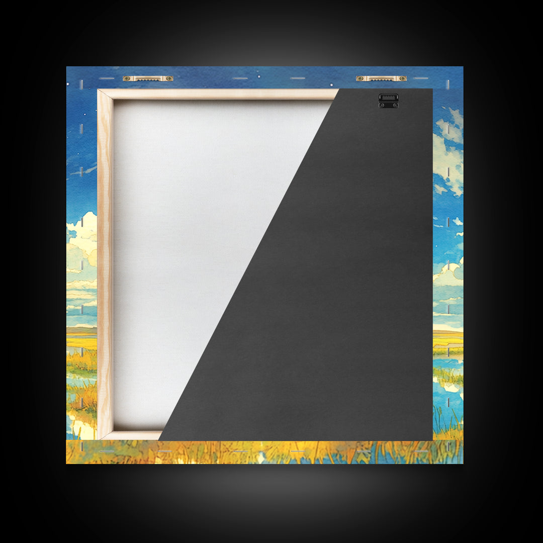 Dreamlike Moonlit Lake Canvas Print, General Fine Art, Minimalist Decor, Living Room Decor, Oil Painting, Art Print, GEN-1x1-85