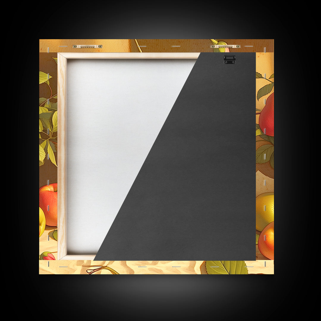 Simple Still Life of Fruit and Linen Framed Canvas Print, General Fine Art, Minimalist Decor, Living Room Decor, Fine Art, GEN-1x1-88