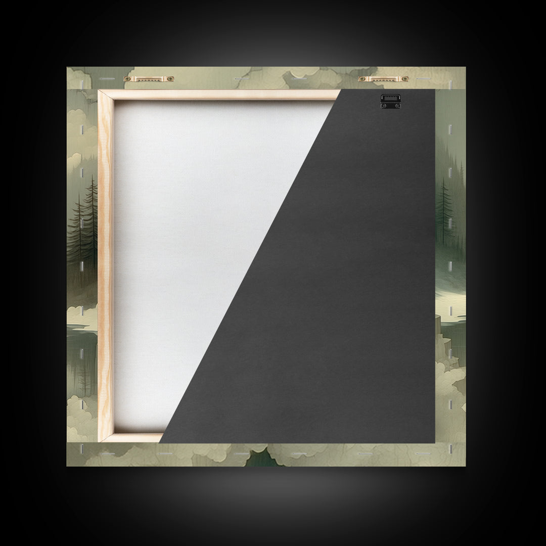 Quiet Abstract River Shape Framed Canvas Print, General Fine Art, Painting, Living Room Decor, Abstract Art, GEN-1x1-96