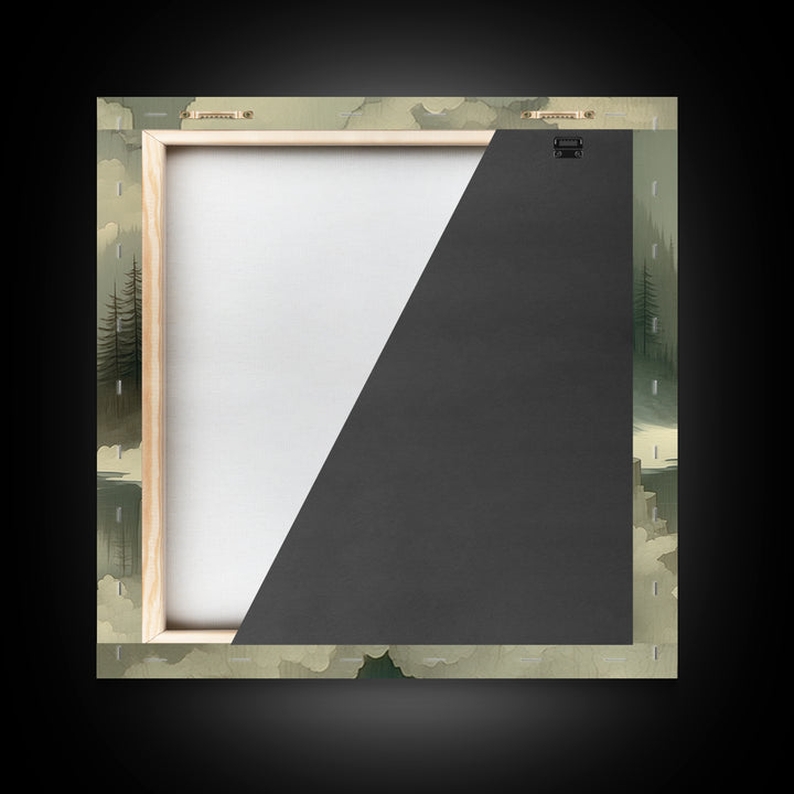 Quiet Abstract River Shape Framed Canvas Print, General Fine Art, Painting, Living Room Decor, Abstract Art, GEN-1x1-96
