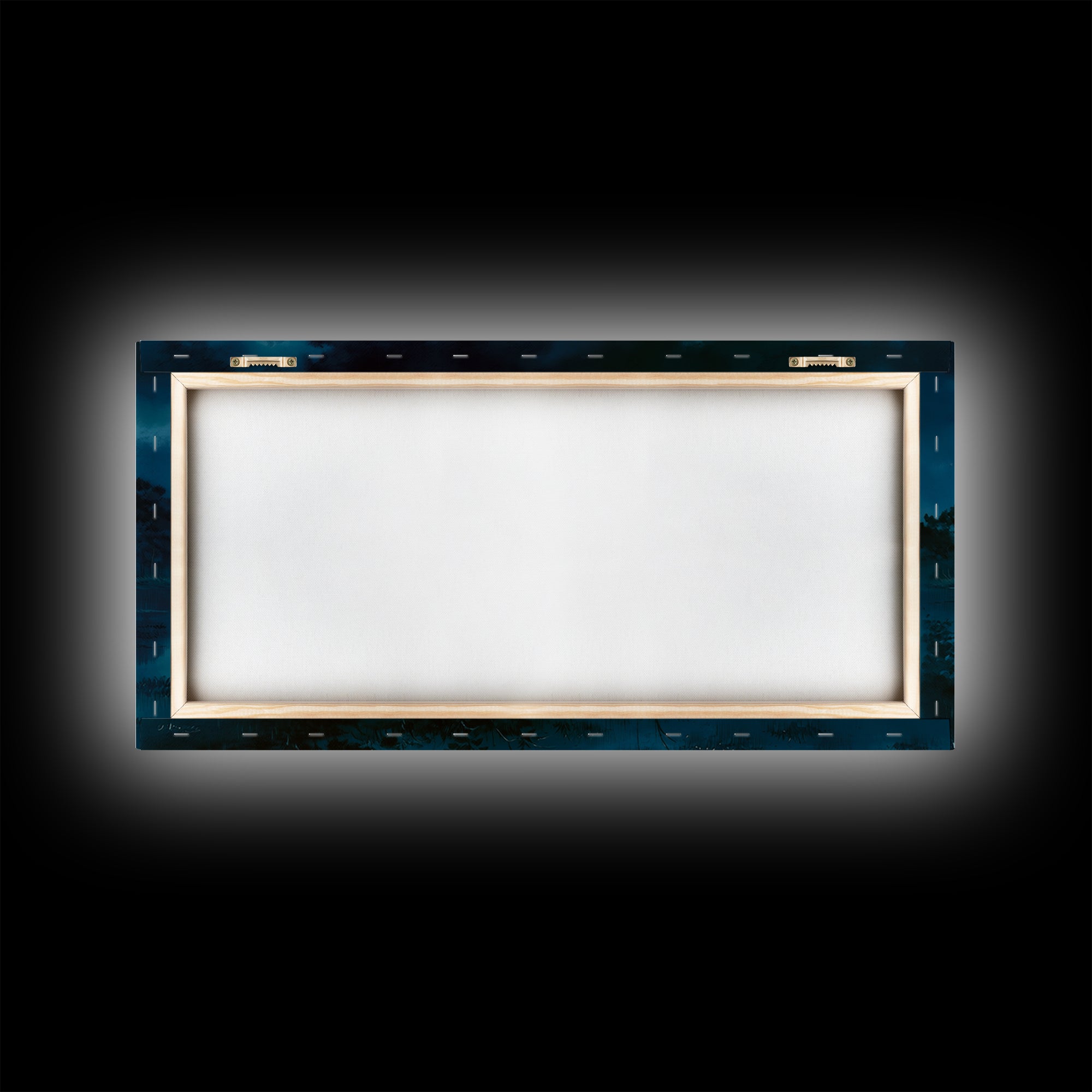 Dreamlike Moonlit Lake Framed Canvas Print, General Fine Art, Art, Living Room Decor, Fine Art, Mid Century Modern, GEN-2x1-33