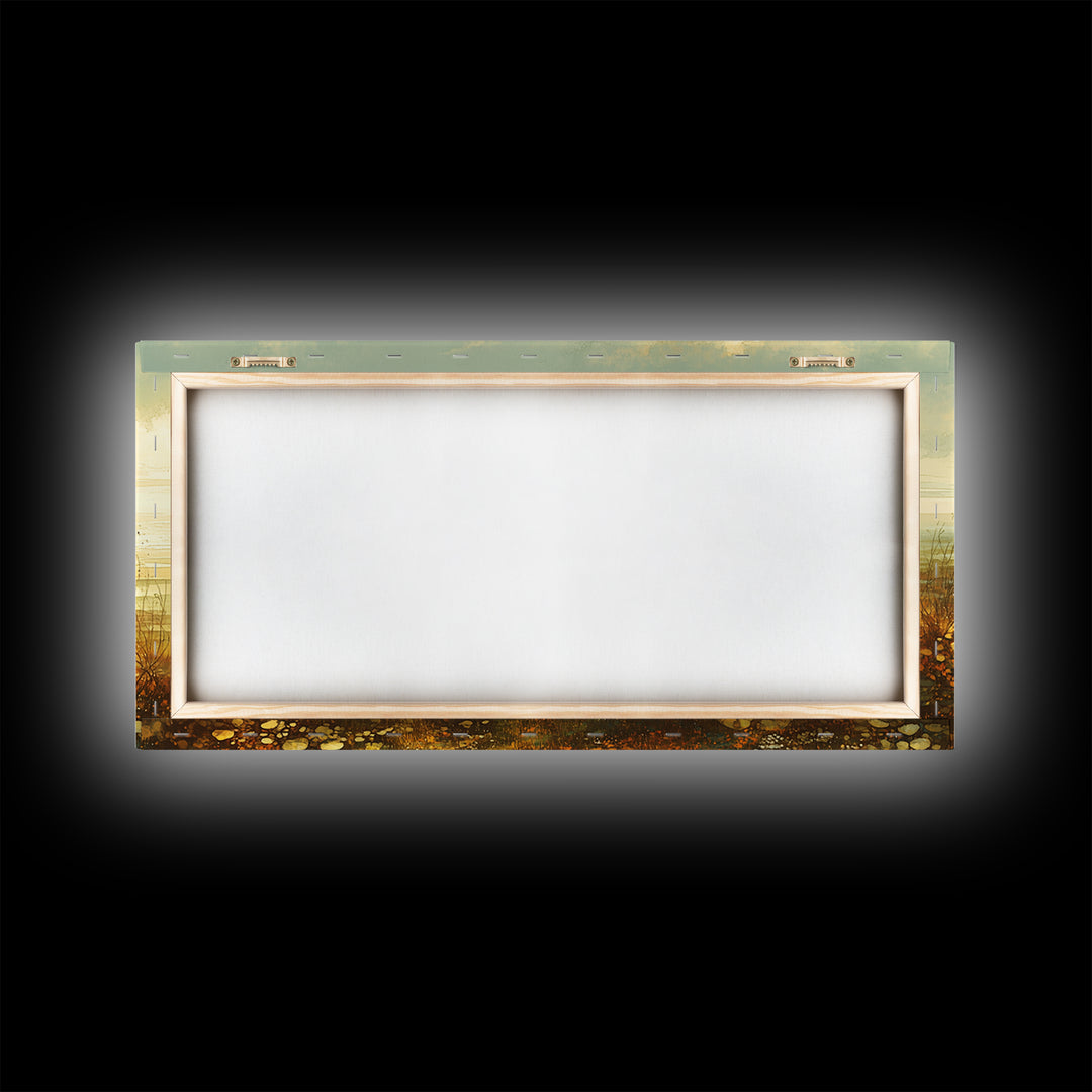 Quiet Abstract Landscape Framed Canvas Print, General Fine Art, Printable, Living Room Decor, Oil Painting, Framed Wall Art, GEN-2x1-45