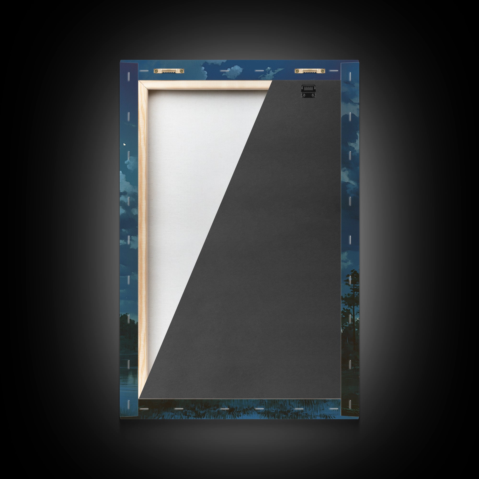 Dreamlike Moonlit Lake Framed Canvas Print, General Fine Art, Decor, Living Room Decor, Fine Art, Digital Wall Art, GEN-2x3-21