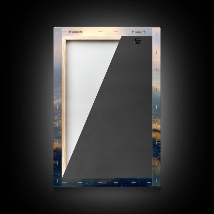 Misty Mountain Valley Framed Canvas Print, General Fine Art, Digital Print, Living Room Decor, Watercolor Art, GEN-2x3-36