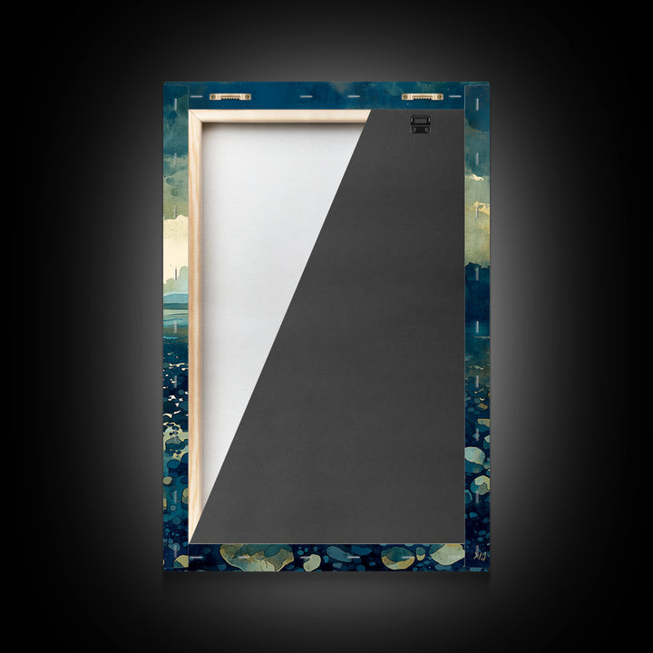 Quiet Abstract River Shape Framed Canvas Print, General Fine Art, Bedroom Decor, Living Room Decor, Abstract Art, GEN-2x3-8