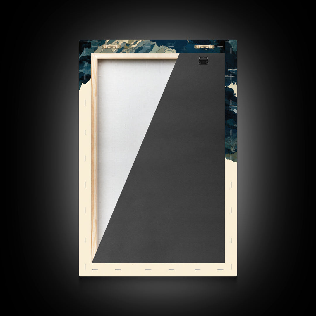 Quiet Abstract River Shape Framed Canvas Print, General Fine Art, Print, Living Room Decor, Abstract Art, Art Deco, GEN-2x3-80