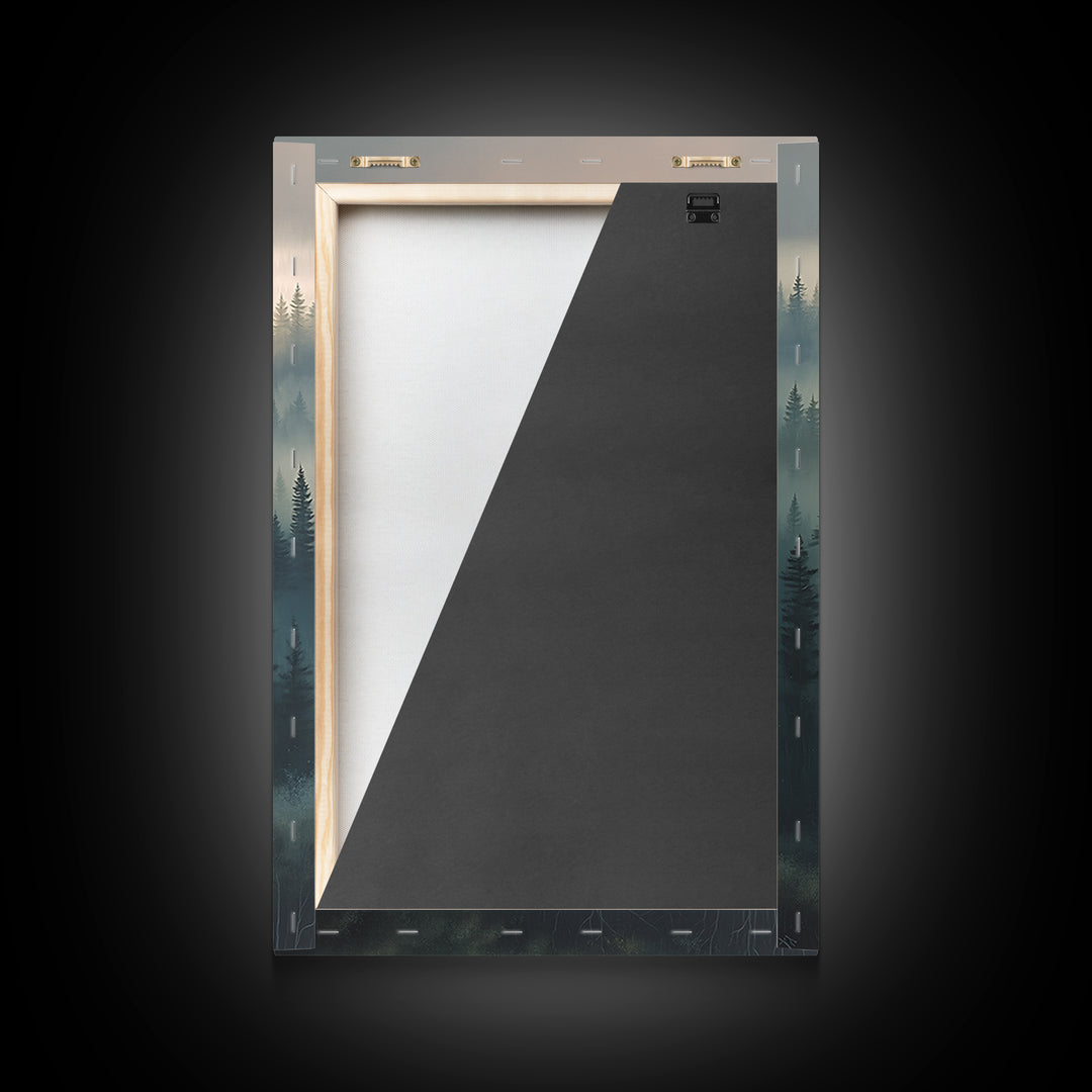 Moody Forest Clearing Framed Canvas Print, General Fine Art, Mid Century Modern, Living Room Decor, Fine Art, GEN-2x3-88