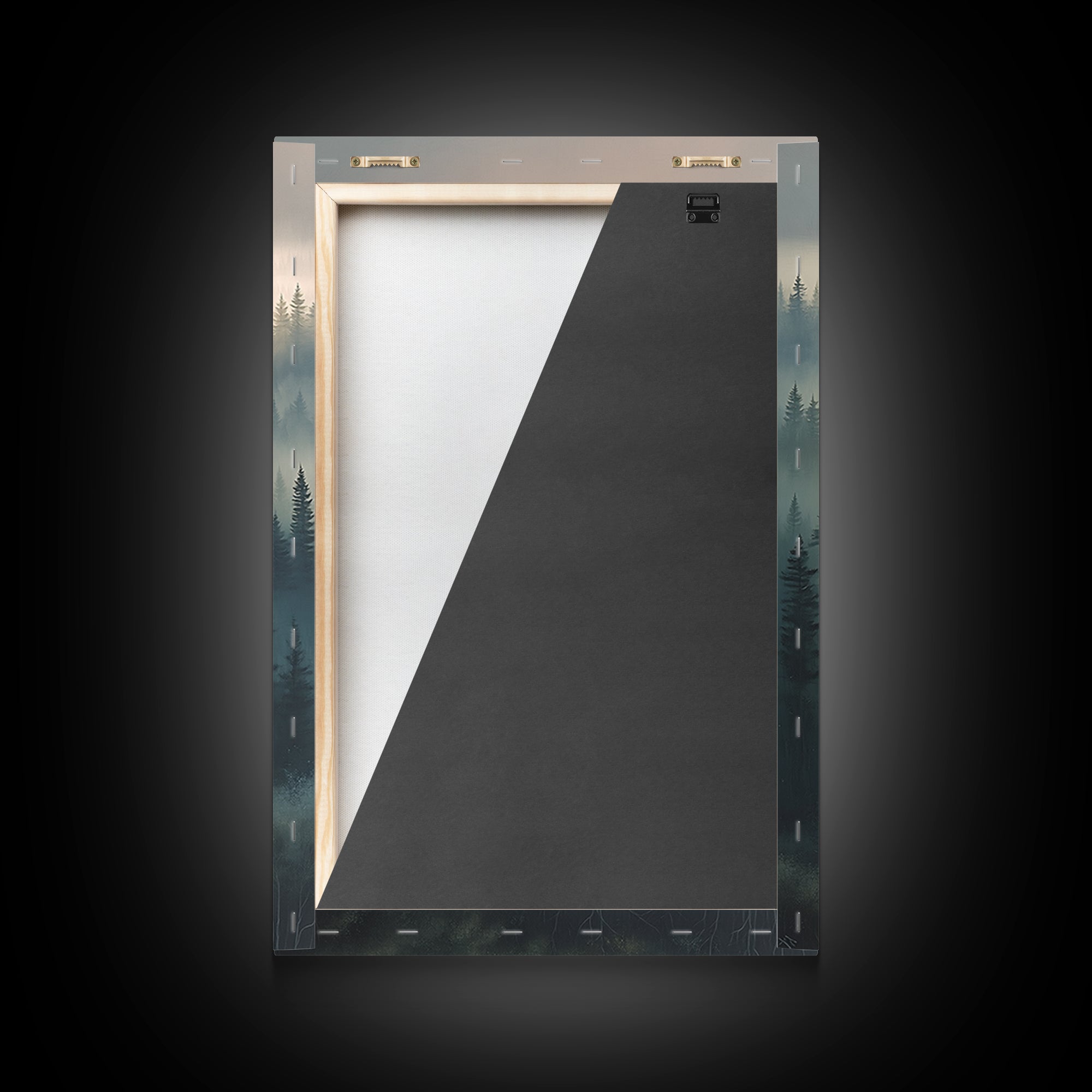 Moody Forest Clearing Framed Canvas Print, General Fine Art, Mid Century Modern, Living Room Decor, Fine Art, GEN-2x3-88