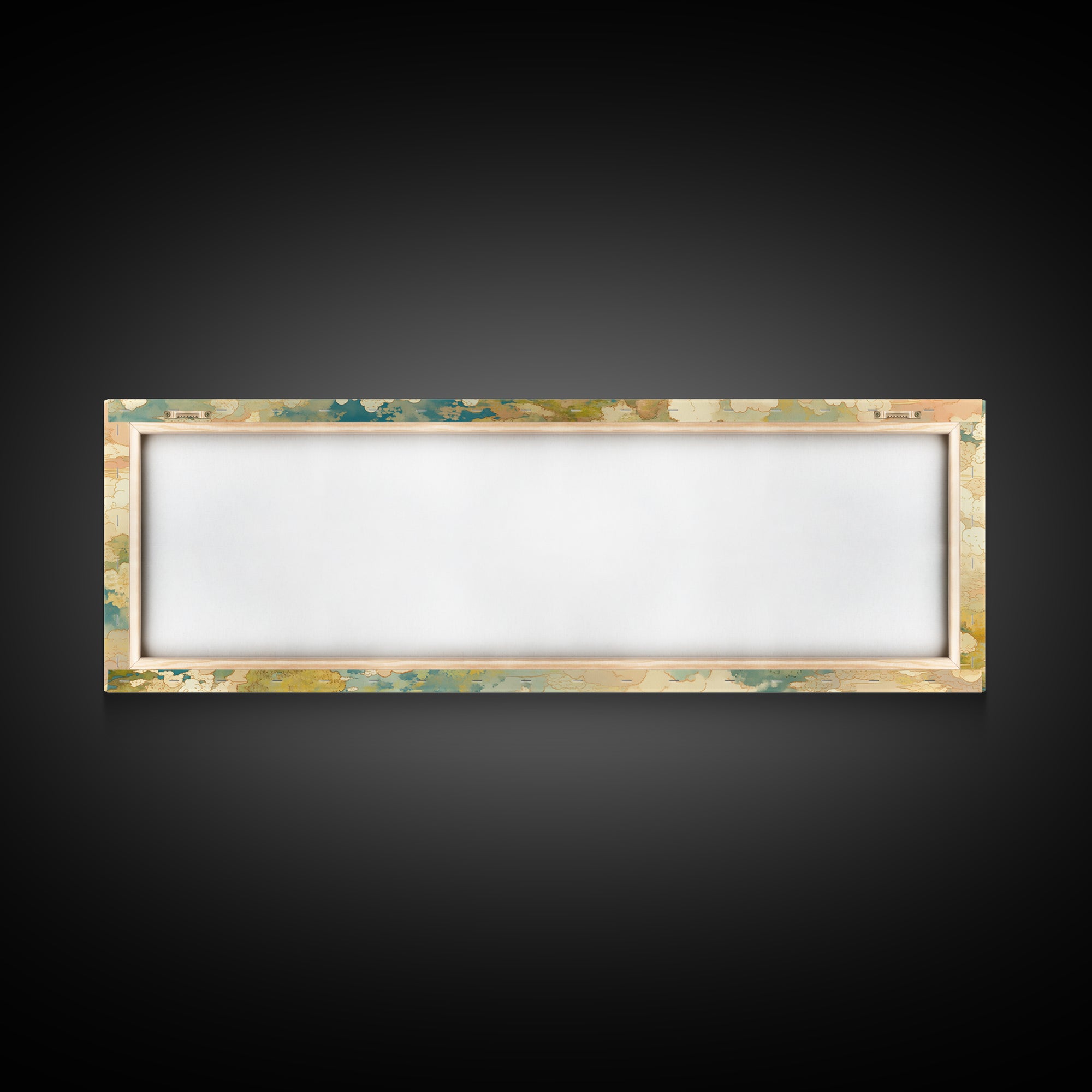 Romantic Cloudscape with Blush and Cream Tones Framed Canvas Print, General Fine Art, Painting, Living Room Decor, Fine Art, GEN-3x1-10