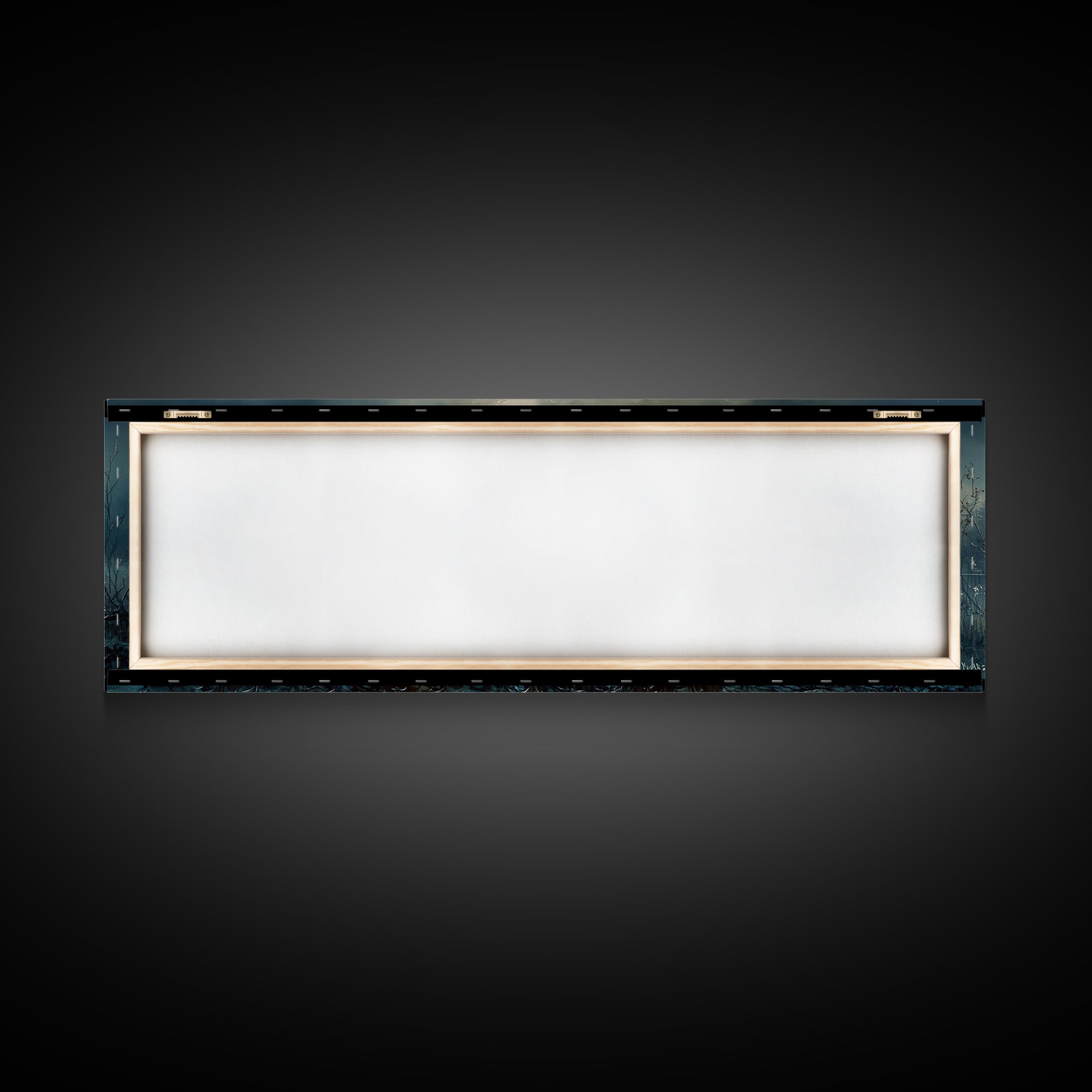 Dreamlike Moonlit Lake Framed Canvas Print, General Fine Art, Abstract Art, Living Room Decor, Oil Painting, GEN-3x1-53