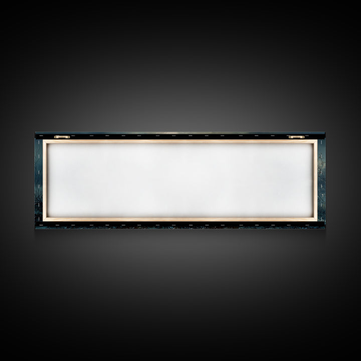 Dreamlike Moonlit Lake Framed Canvas Print, General Fine Art, Abstract Art, Living Room Decor, Oil Painting, GEN-3x1-53