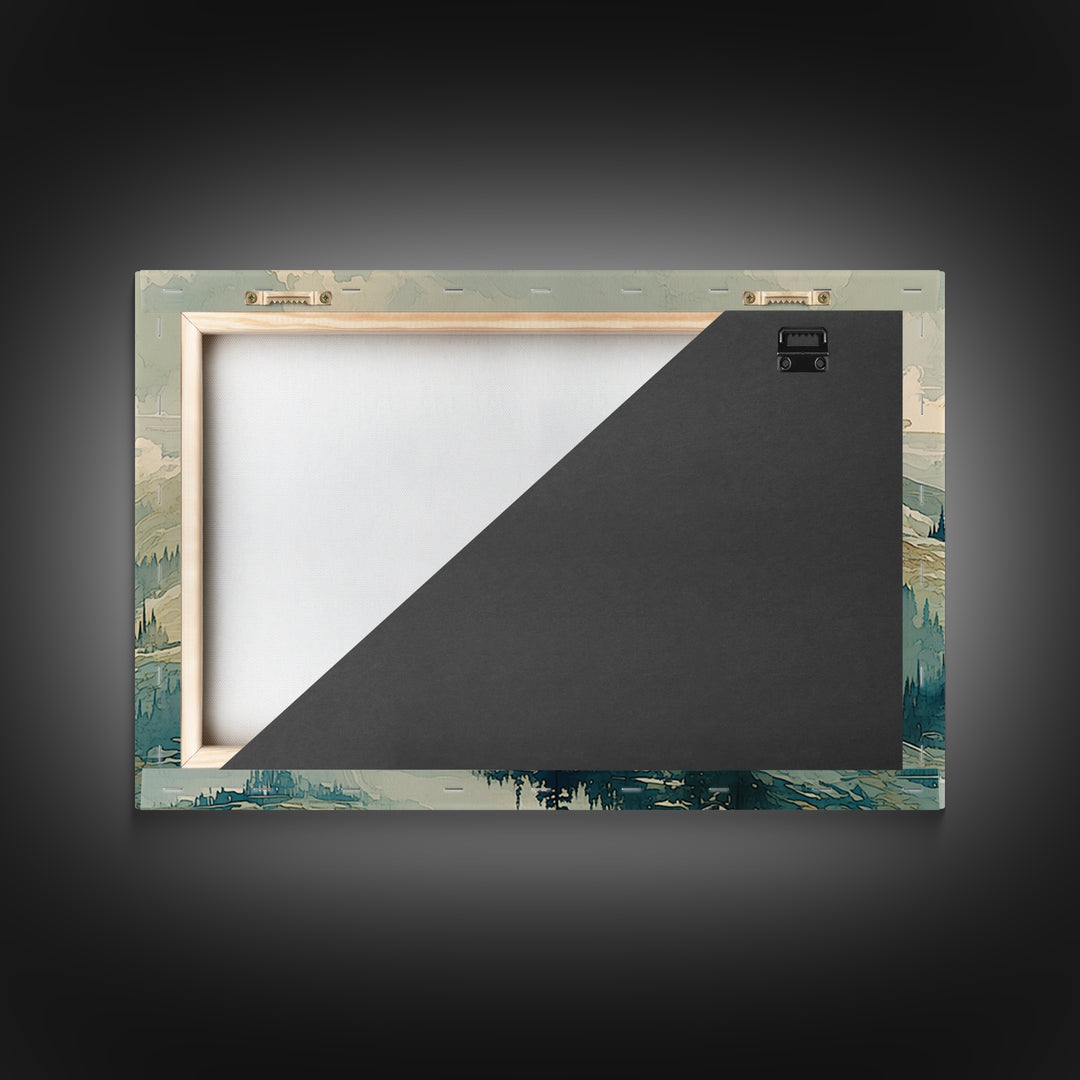 Quiet Abstract River Shape Framed Canvas Print, General Fine Art, Large Wall Art, Living Room Decor, Abstract Art, GEN-3x2-28