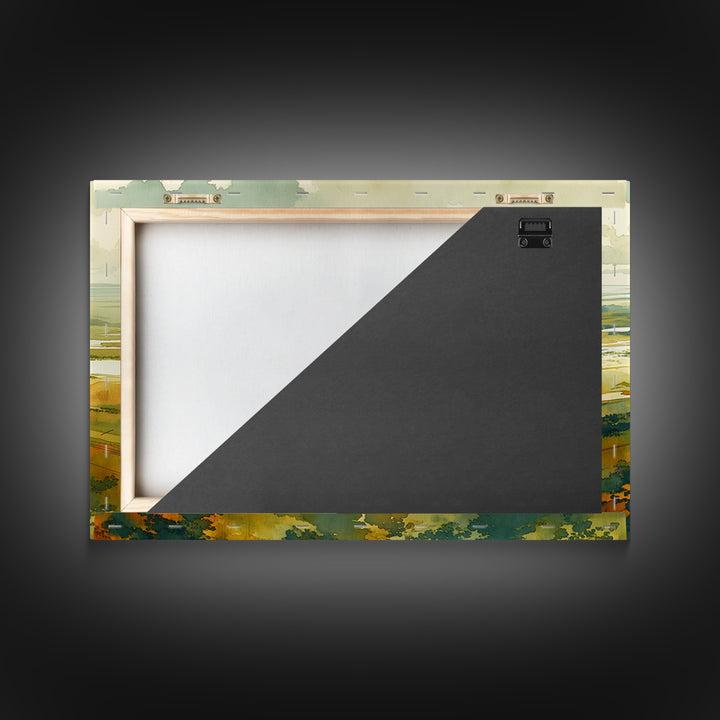 Quiet Abstract Landscape Framed Canvas Print, General Fine Art, Abstract Art, Living Room Decor, Oil Painting, GEN-3x2-5