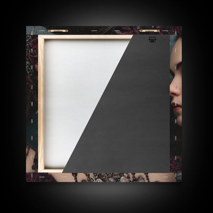 Vampire Inspired Portrait with Pale Skin and Canvas Print, Gothic Art, Halloween Art, Living Room Decor, Oil Painting, Gothic, GOT-1x1-10