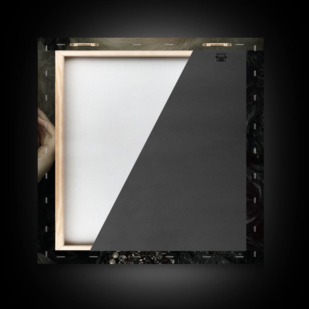 Vampire Inspired Portrait with Pale Skin and Framed Canvas Print, Gothic Art, Gothic Wall Decor, Living Room Decor, Gothic, GOT-1x1-34