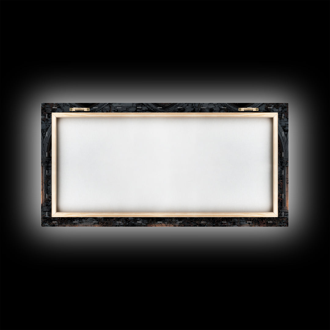 Gothic Archway Filled Framed Canvas Print, Gothic Art, Gothic Home Decor, Living Room Decor, Gothic, Gothic Wall Decor, GOT-2x1-55