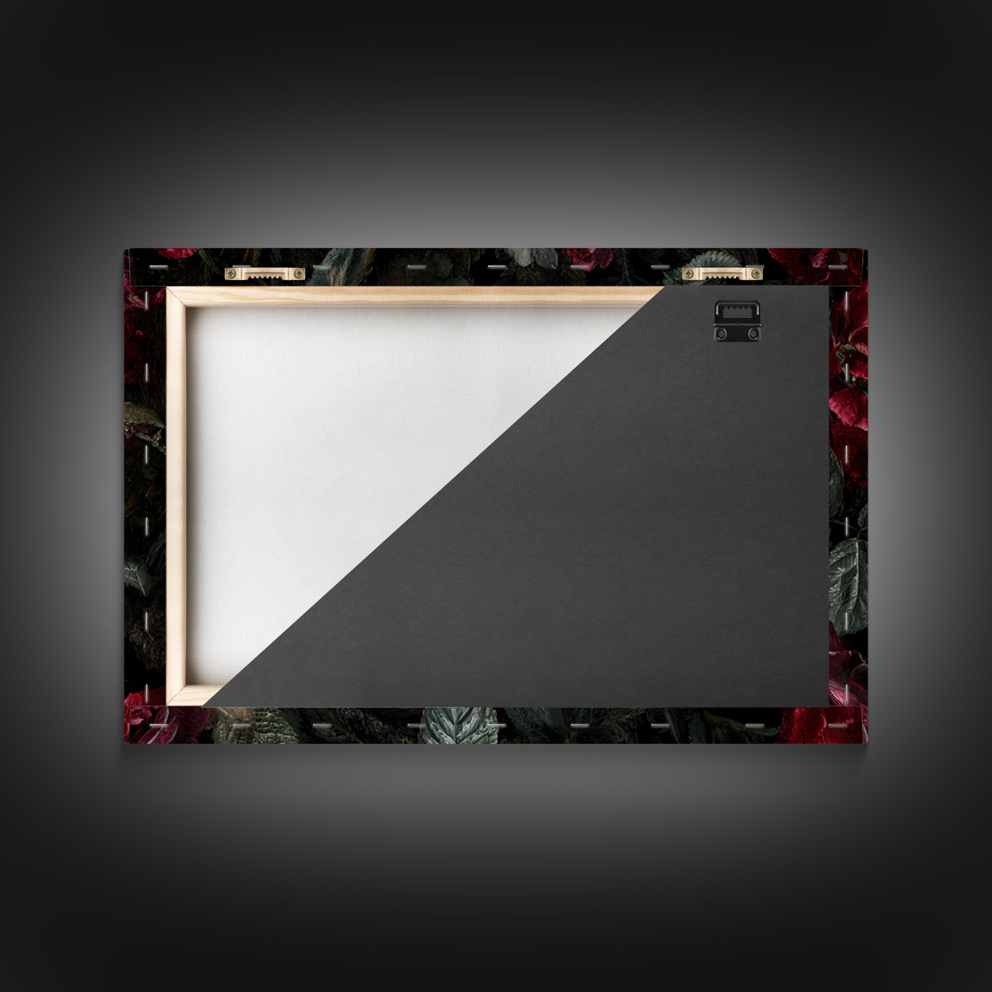 Dark Floral Wallpaper Pattern Framed Canvas Print, Gothic Art, Canvas Painting, Living Room Decor, Gothic, Fine Art Print, GOT-3x2-41