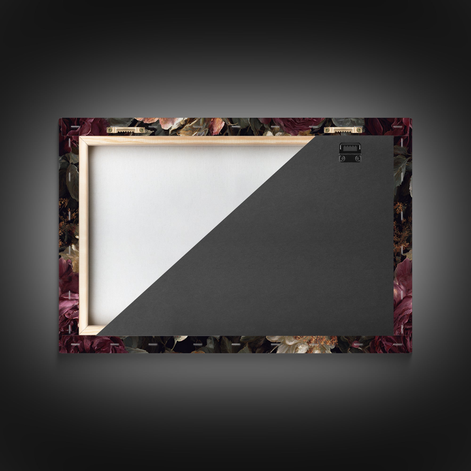 Dark Floral Wallpaper Pattern Framed Canvas Print, Gothic Art, Canvas Painting, Living Room Decor, Gothic, Fine Art Print, GOT-3x2-65