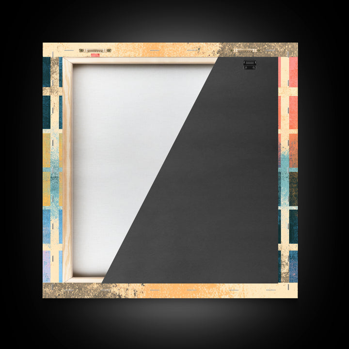 Neon Synthwave Grid Framed Canvas Print, Game Room Art, Whimsical Wall Art, Game Room Decor, Oil Painting, Play, GRA-1x1-37