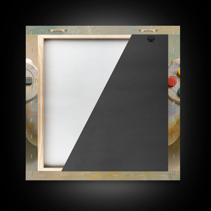 Old School Game Controller Framed Canvas Print, Game Room Art, Gallery Decor, Game Room Decor, Fine Art, Play, Contemporary Art, GRA-1x1-78