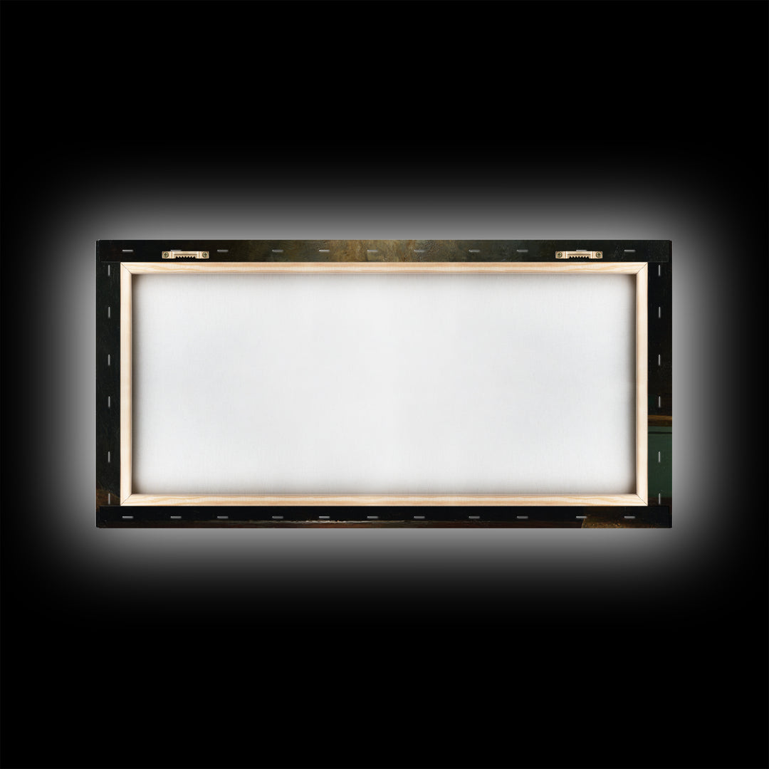 Pool Cue and Chalk on Green Felt Framed Canvas Print, Game Room Art, Luxury Decor, Game Room Decor, Play, Canvas Wall Art, GRA-2x1-6