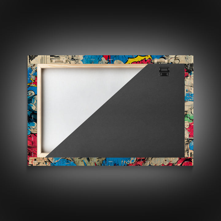 Comic Style Explosion with Game Icons Canvas Print, Game Room Art, Retro Art, Game Room Decor, Abstract Art, Play, GRA-3x2-43