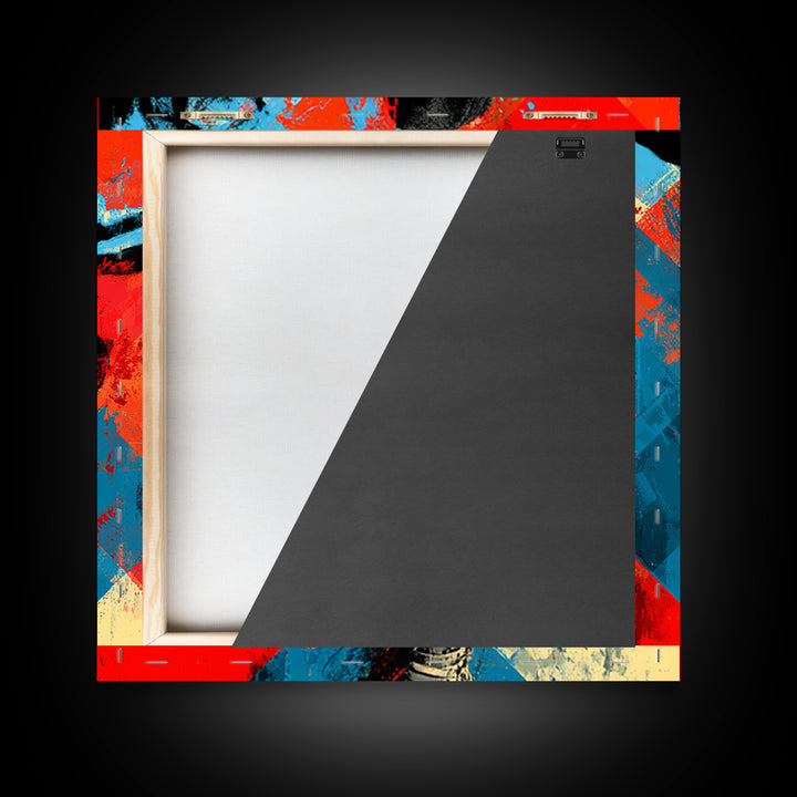 Breakdancer Silhouette over Bright Paint Splashes Framed Canvas Print, Graffiti Art, 3d Wall Art, Living Room Decor, Street, GRF-1x1-2