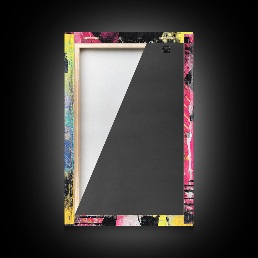 Stencil Portrait with Red and Black Contrast Framed Canvas Print, Graffiti Art, Luxury Decor, Living Room Decor, Street, GRF-2x3-44