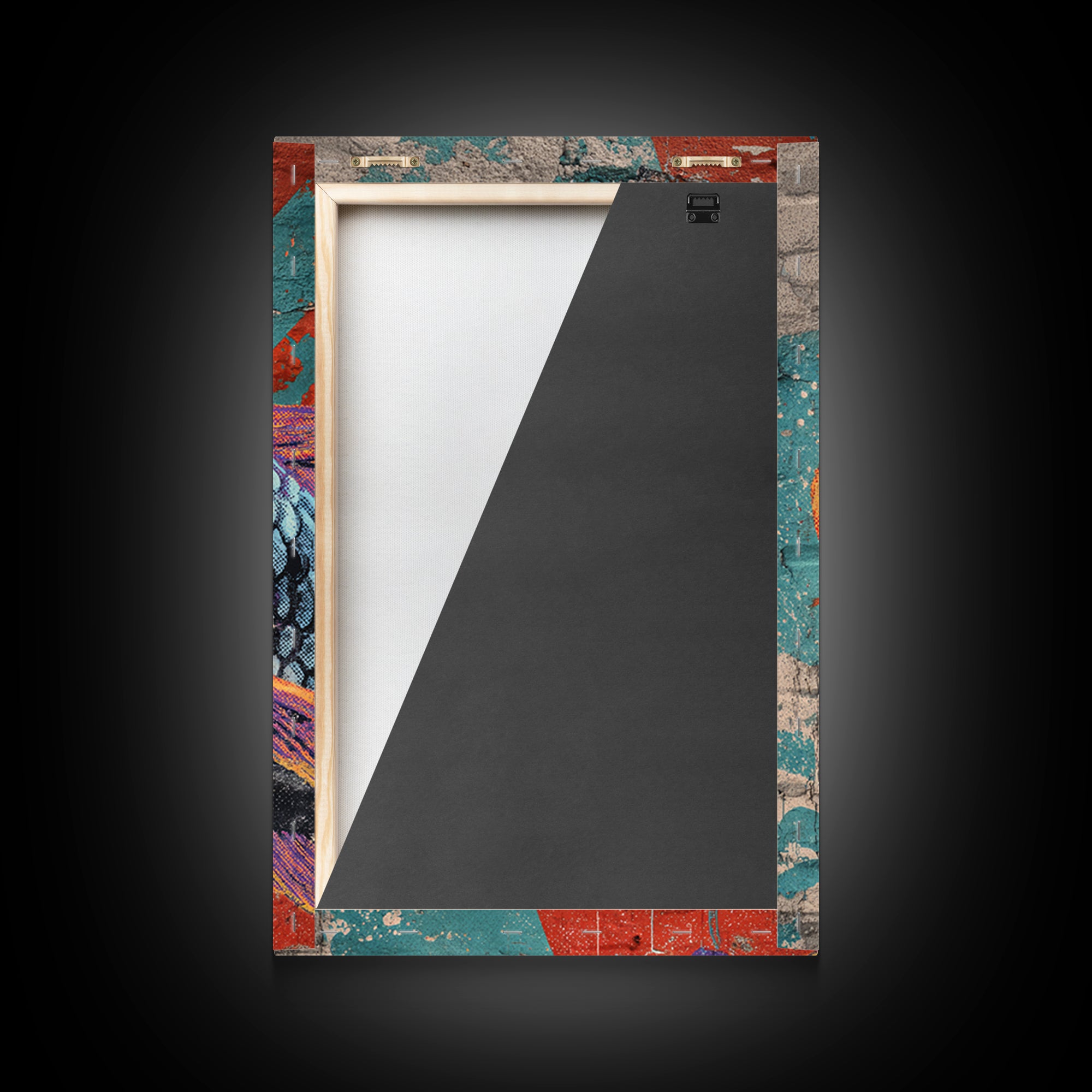 Spray Painted Koi Fish on Brick Texture Framed Canvas Print, Graffiti Art, Living Room Decor, Watercolor Art, Street, GRF-2x3-48