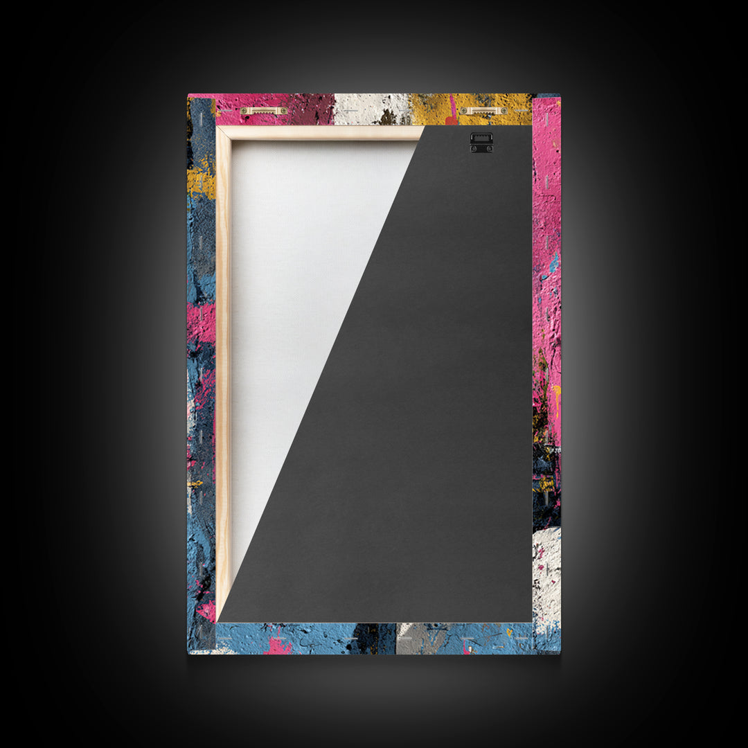 Graffiti Rose Blooming from Concrete Crack Framed Canvas Print, Graffiti Art, Original Art, Living Room Decor, Oil Painting, GRF-2x3-53