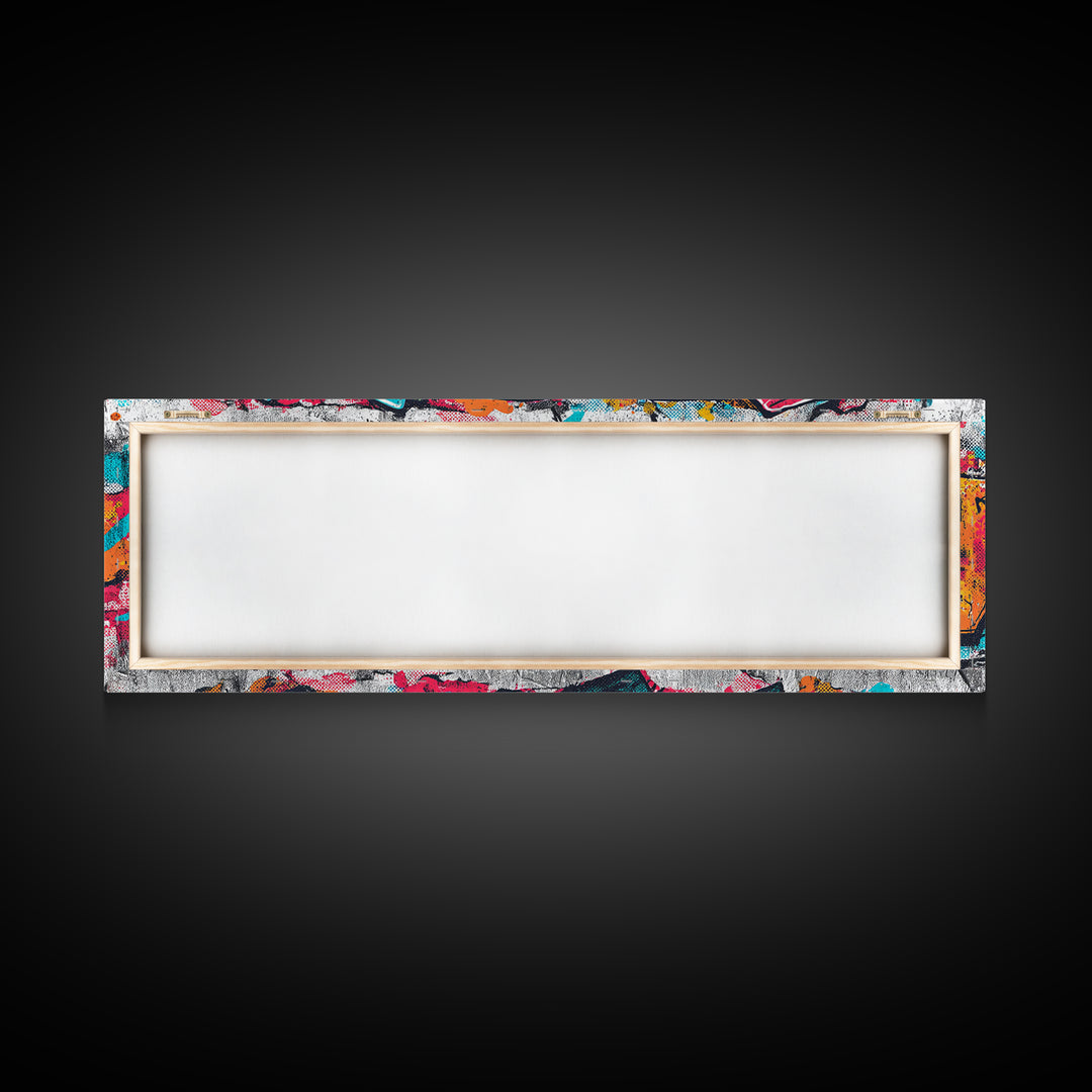 Graffiti Lettering Forms Without Readable Words Framed Canvas Print, Graffiti Art, Neutral Decor, Living Room Decor, Street, GRF-3x1-73