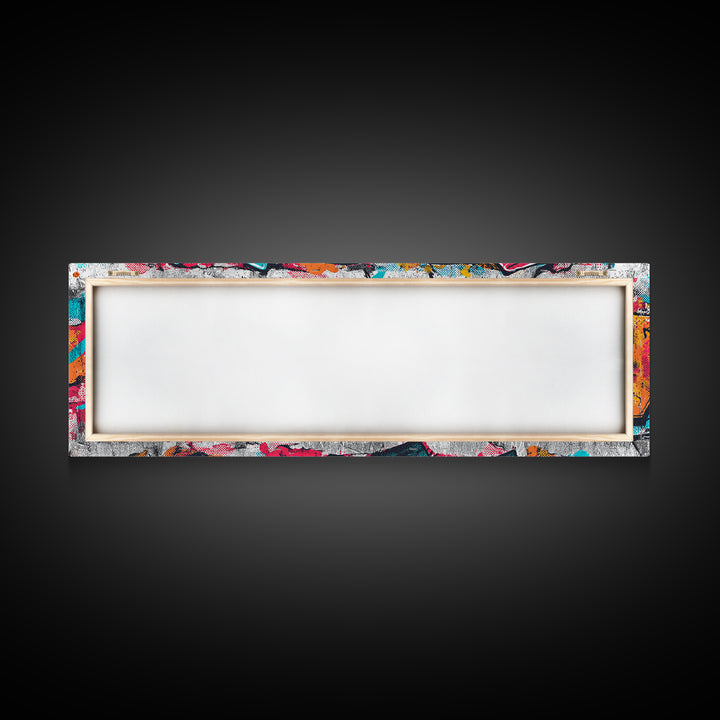 Graffiti Lettering Forms Without Readable Words Framed Canvas Print, Graffiti Art, Neutral Decor, Living Room Decor, Street, GRF-3x1-73