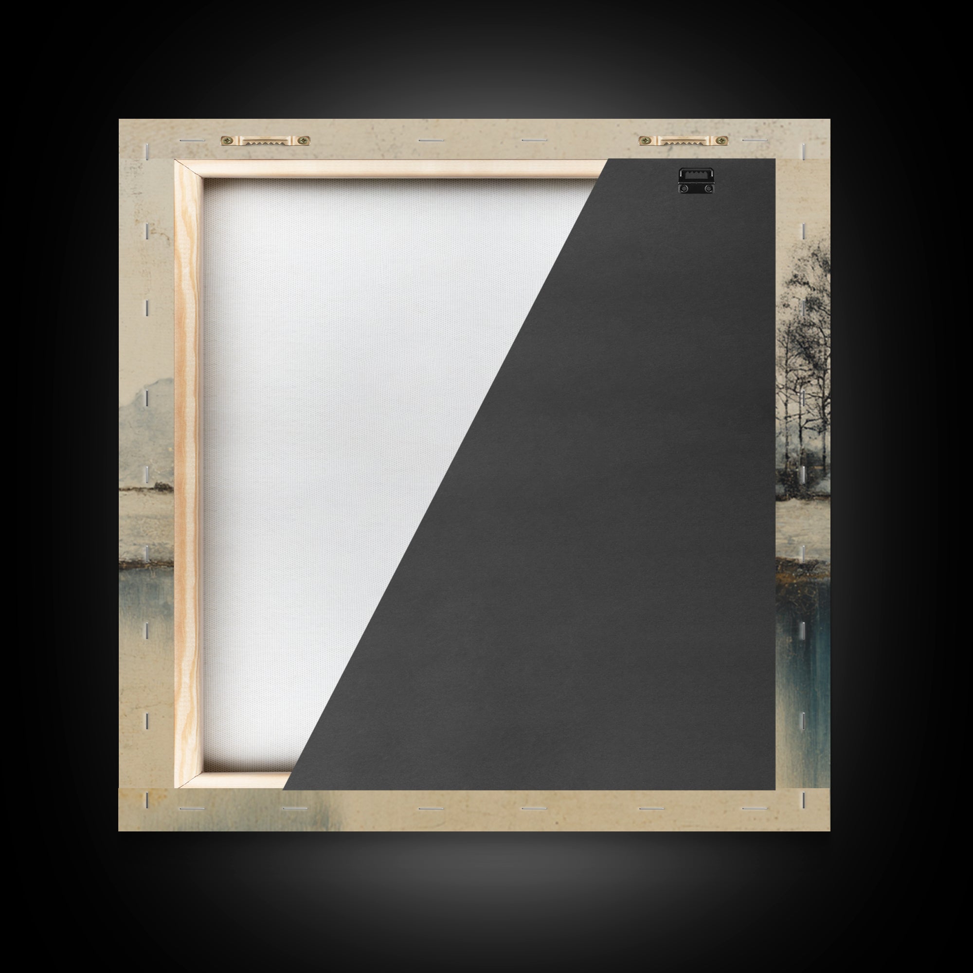 Japanese Ink Landscape Framed Canvas Print, Hotel Art, Beach Prints, Hotel Decor, Fine Art, Boutique, Room Decor, HOT-1x1-42
