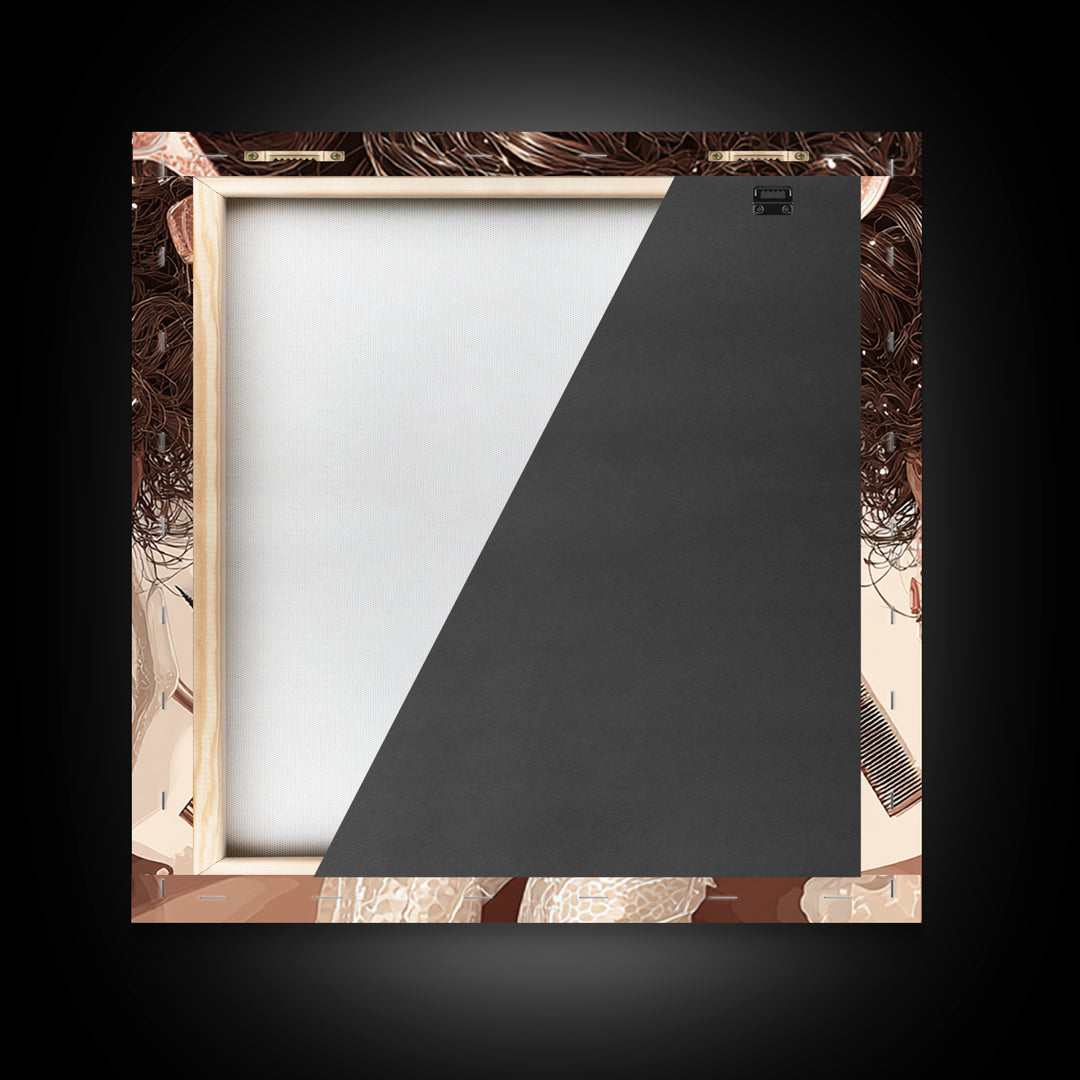 Glamour Face Portrait Framed Canvas Print, Hair Salon Art, Home Decor, Living Room Decor, Fine Art, Style, Contemporary Art, HSA-1x1-32