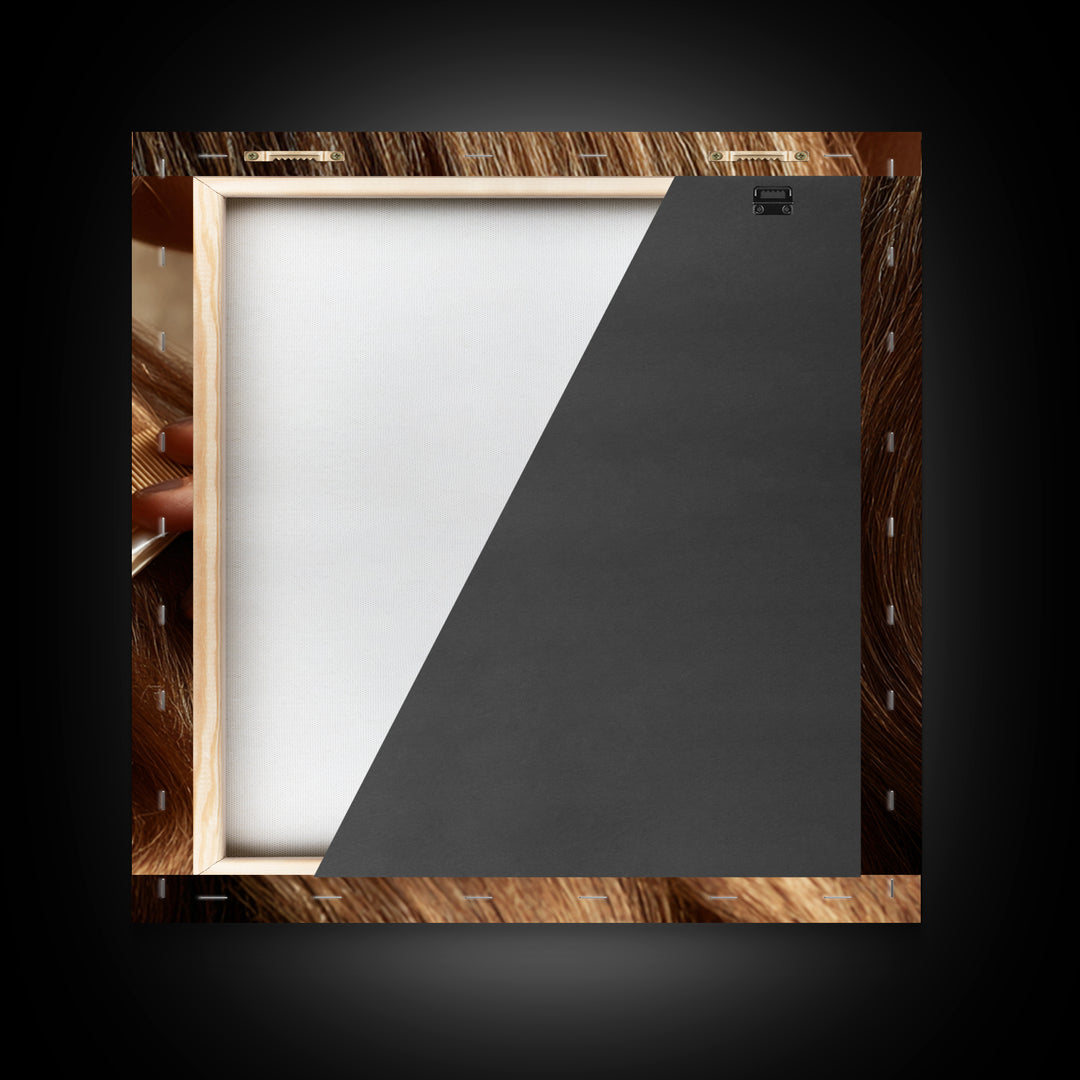 Elegant Hands Styling Hair Framed Canvas Print, Hair Salon Art, Afrocentric Art, Living Room Decor, Style, Statement Artwork, HSA-1x1-46